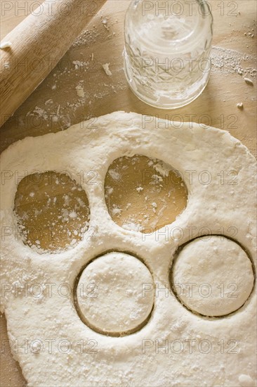 Circles cut out from fresh dough