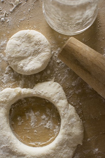 Circle cut out from fresh dough