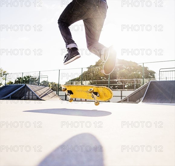 Man skateboarding in skatepark