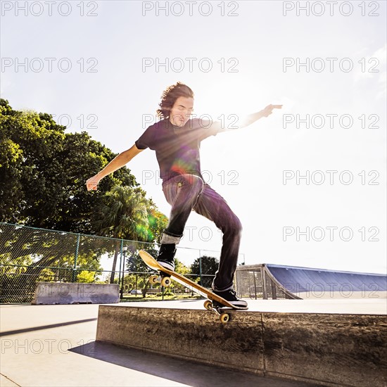 Man skating in skatepark