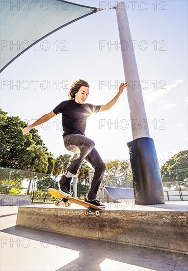 Man skating in skatepark