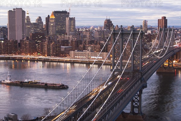 View of East River and cityscape