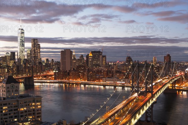 View of East River and cityscape