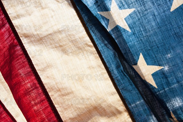 Close-up view of antique American flag