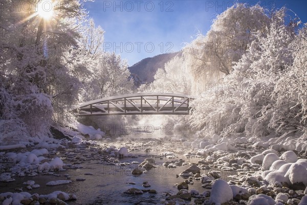 Scenic view of stream in winter