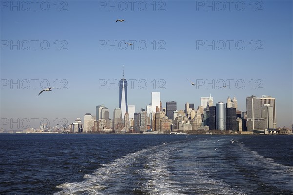 View of waterfront cityscape