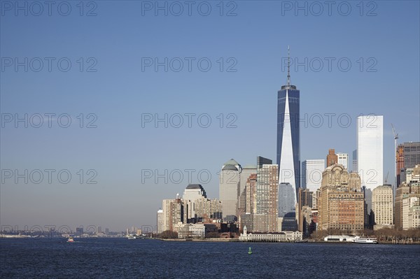 View of waterfront cityscape