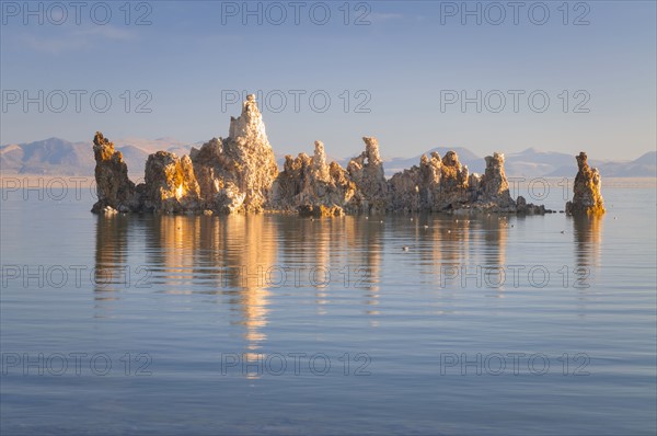 Rock formation in lake