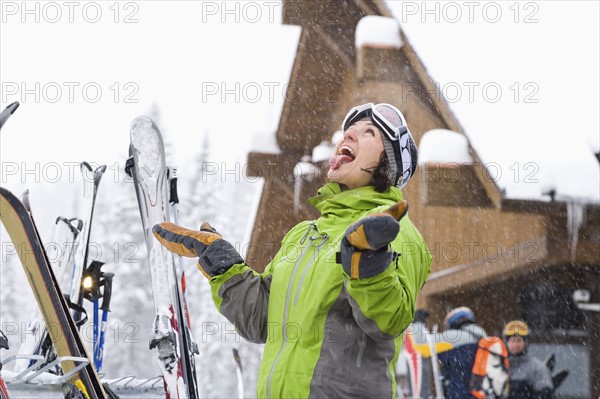 Portrait of woman enjoying snow