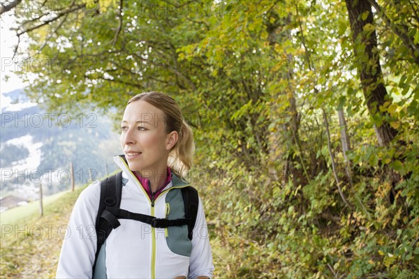 Woman hiking in mountains