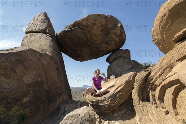 Woman visiting Balanced Rock