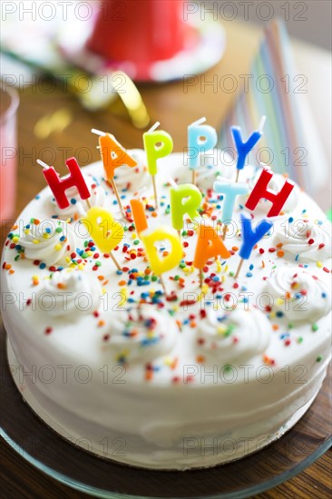 Birthday cake on table