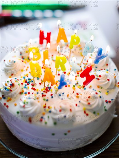 Birthday cake on table