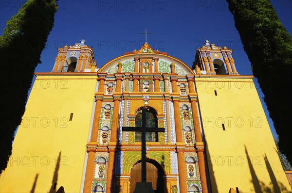 Low angle view of yellow ornate church