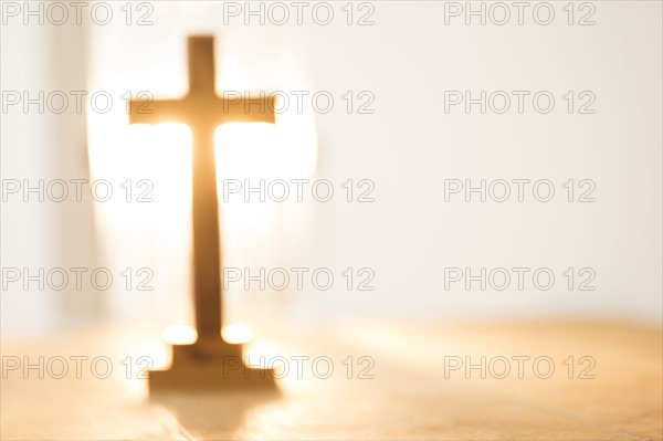 View of backlit cross.