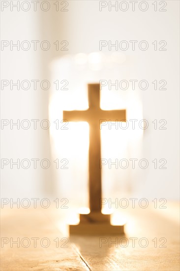 View of backlit cross.