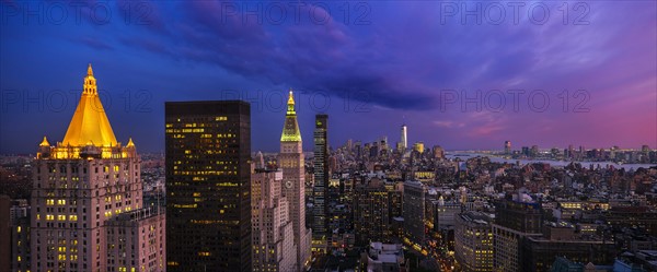 Cityscape at dusk. USA, New York State, New York City.