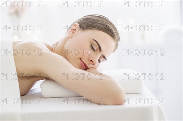 Young woman during beauty treatment.