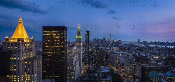 Manhattan at dusk. USA, New York State, New York City.