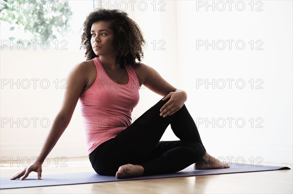 Portrait of young woman at gym.