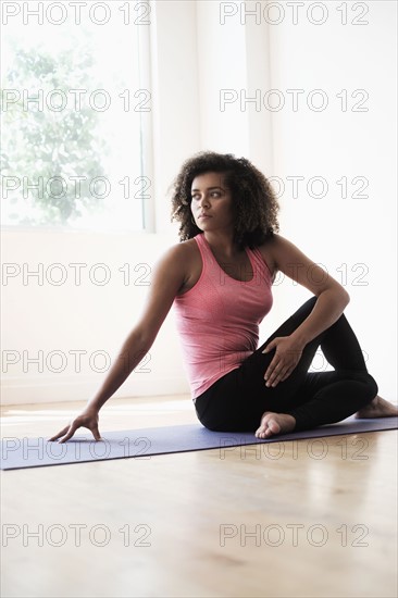 Portrait of young woman at gym.