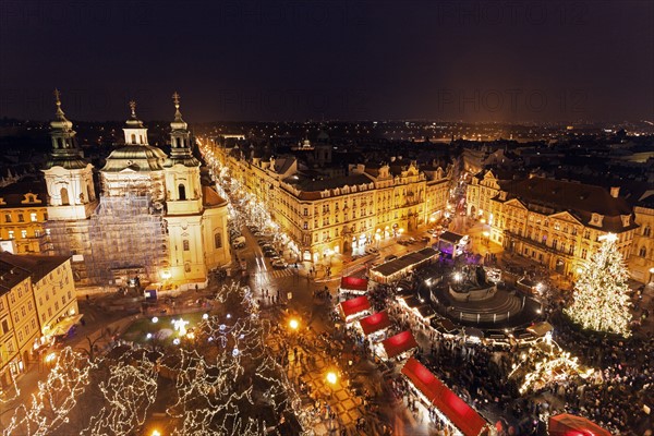 Town square at night