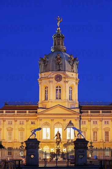 Facade and entrance at night