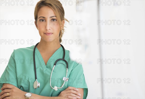Young female doctor in hospital .