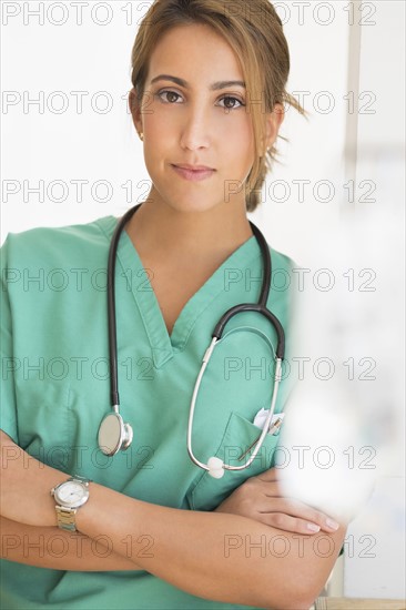 Young female doctor in hospital .