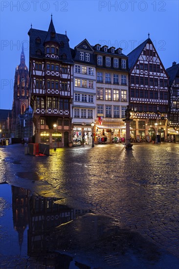 Illuminated townhouses and square