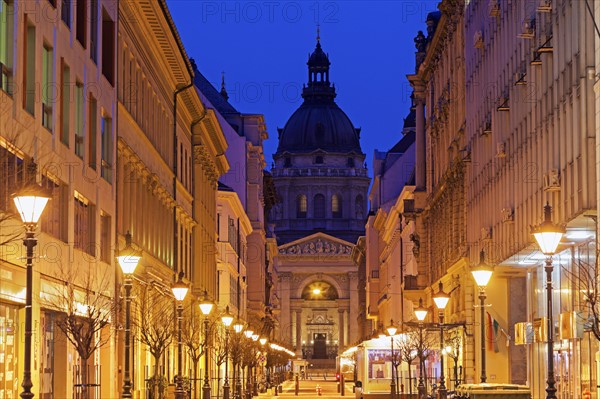 View along illuminated Zrinyi street