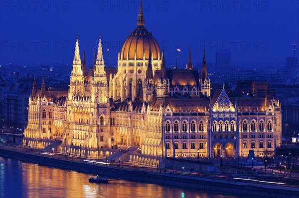 Hungarian Parliament illuminated at night