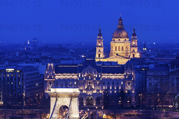 Illuminated cityscape with Saint Stephen's Basilica