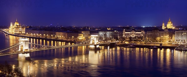 Waterfront cityscape with Chain Bridge