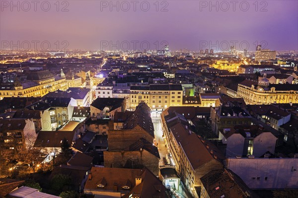 View of illuminated old town