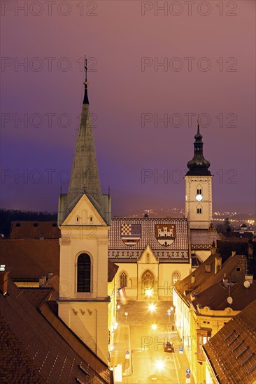 Illuminated St. Mark's Church and Cathedral of Sts. Cyril and Methodius