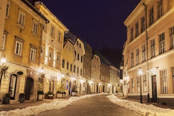 Illuminated old town street