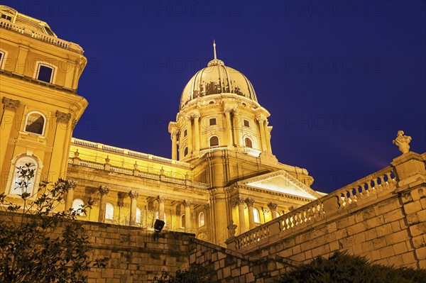 Royal Palace dome illuminated at night