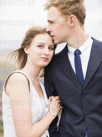 Portrait of newlywed couple