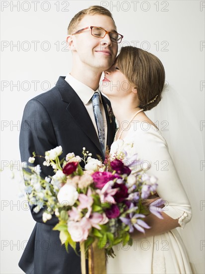 Portrait of newlywed couple