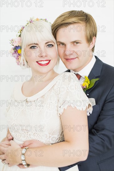 Portrait of newlywed couple