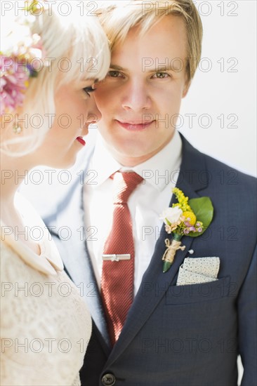 Portrait of newlywed couple