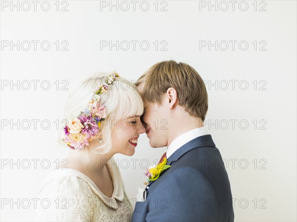 Portrait of newlywed couple