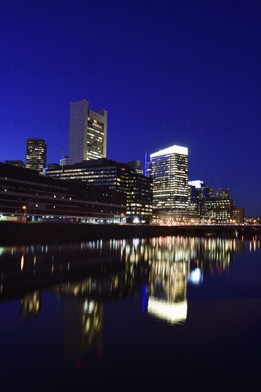 Financial district at night