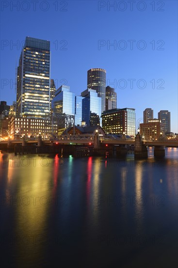 Waterfront and bridge at dawn