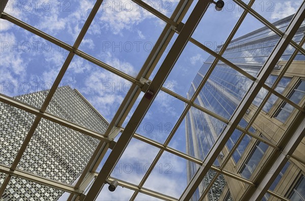 Directly below view of office buildings