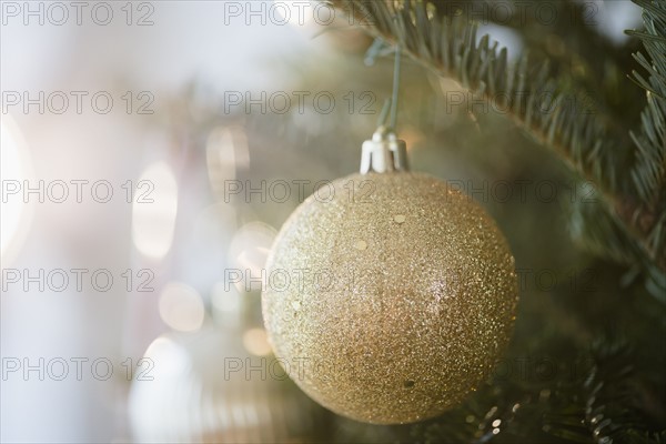 Christmas bauble on Christmas tree