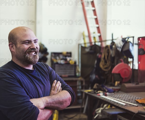 Portrait of welder in workshop