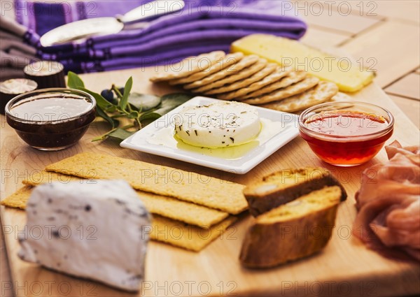 Blue cheese snacks on cutting board