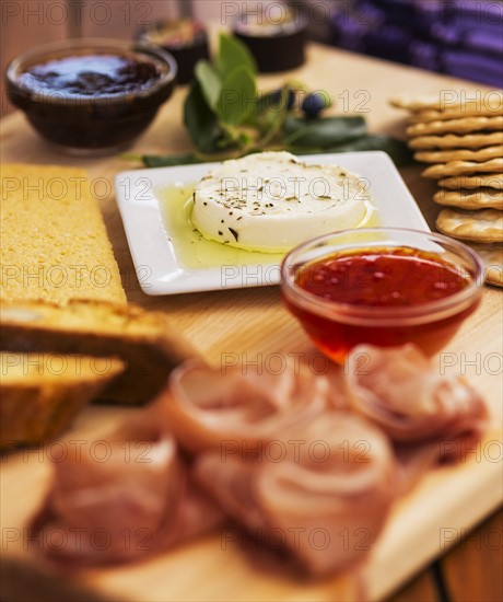 Blue cheese snacks on cutting board